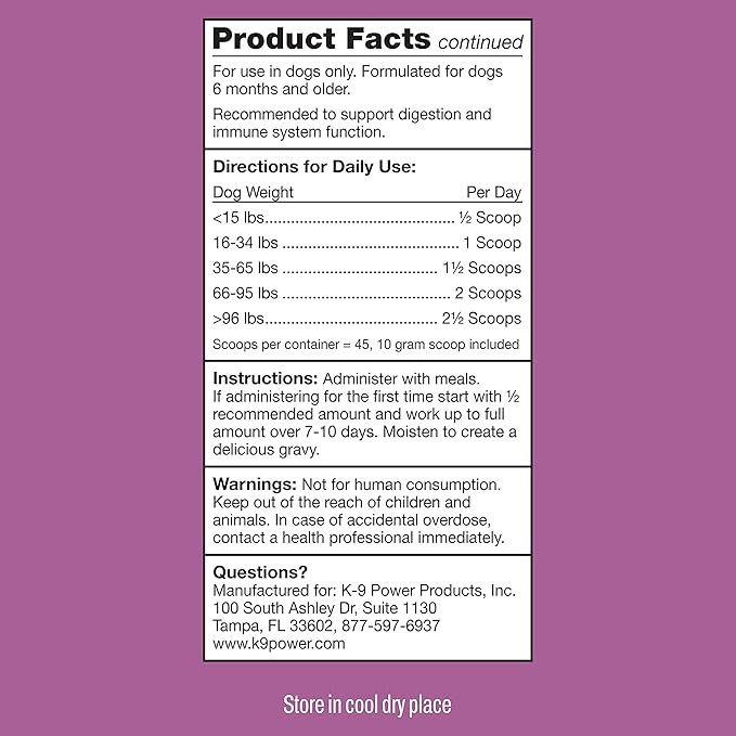 K9 Power Digest Forte - Premium Digestion & Immunity Supplement: Dog Digestive Support, Dog Probiotic Powder, Dog Probiotic Supplement to Improve Digestion and Nutrient Absorption, 1lb