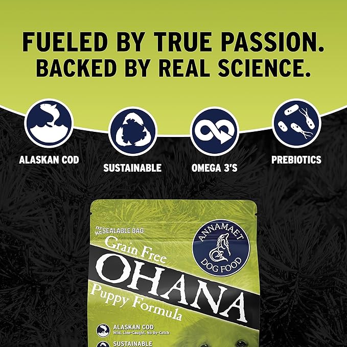 Annamaet Grain-Free Ohana Puppy Formula Dry Dog Food, (Line-Caught Cod & Whitefish), 5-lb Bag