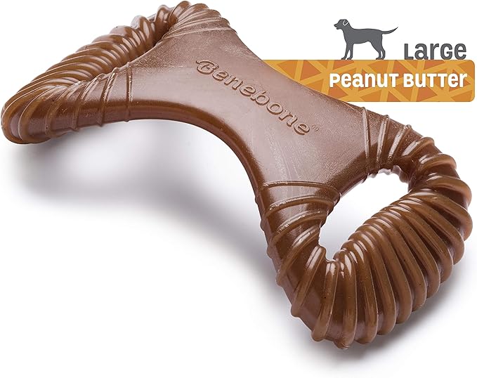 Benebone Dental Durable Dog Chew Toy for Aggressive Chewers, Real Peanut, Made in USA, Large