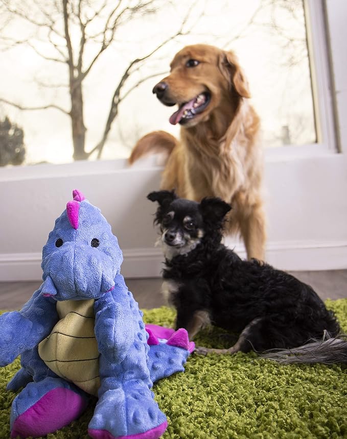 goDog Bubble Plush Dragons Squeaky Dog Toy, Chew Guard Technology - Periwinkle, Extra Large
