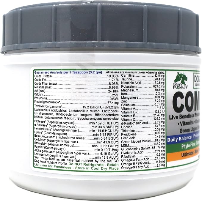 Dogzymes Complete - Probiotics, prebiotics, Glucosamine, Chondroitin, MSM and Hyaluronic Acid, complete skin and coat care (1 pound)