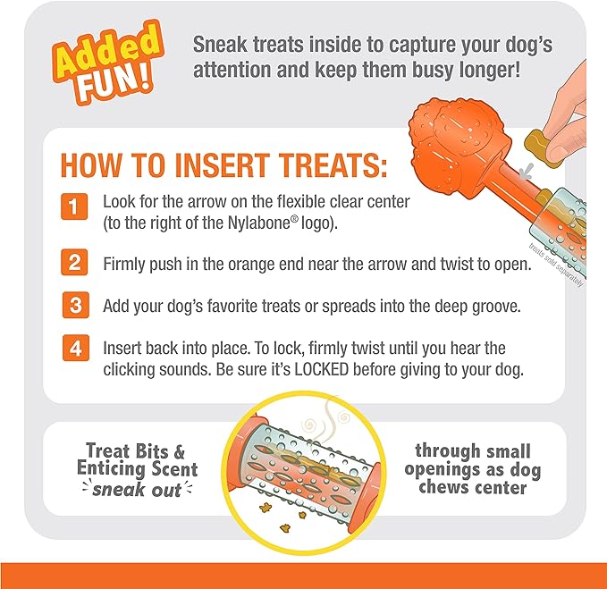 Nylabone Strong Chew Sneaky Snacker Treat Toy for Dogs, Interactive Dog Enrichment Chew Toys, Bacon Flavor, Medium/Wolf - Up to 35 lbs. (1 Count)