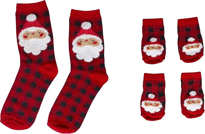 Pearhead Human and Dog Christmas Socks, Matching Pet Owner and Pet Apparel, Novelty Holiday Santa Claus Socks, Unisex One Size Fun Socks, Pet Lover Gifts, Christmas Stocking Stuffer
