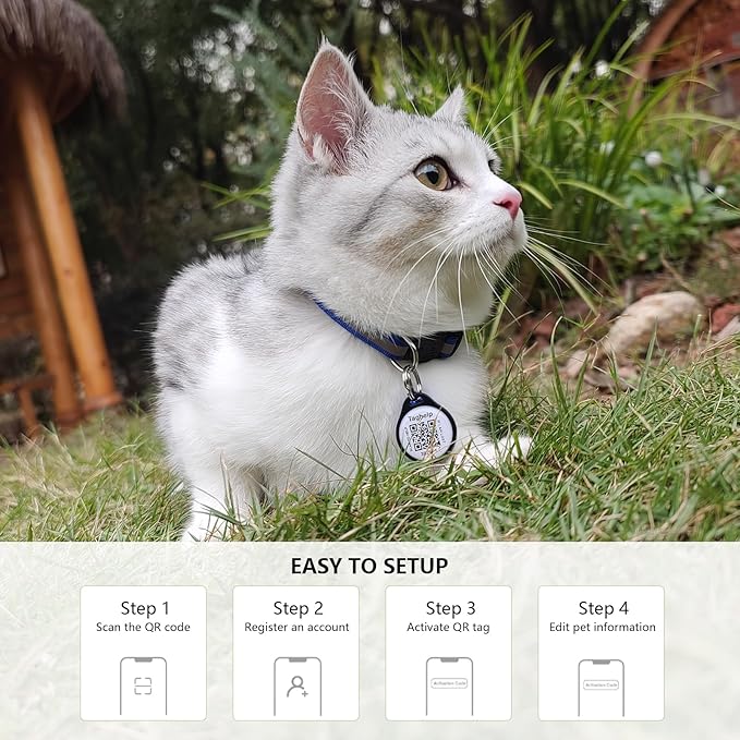 (2 Pack) QR Code Pet ID Dog cat Tags for Collar Personalized for Pet Online Profile - Scan QR Receive Instant Pet Location Alert Email, Anti-Lost,No Subscription fees (2 Black, for cat - 1")
