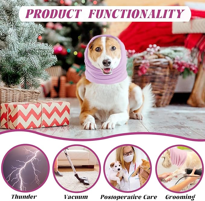 Dog Quiet Ear Covers for Ear Protection, Calming Dog Ear Muffs for Cats Dogs, Dog Hoodie for Noise Protection, Soft Warm Ear Muff for Dog Grooming Bathing