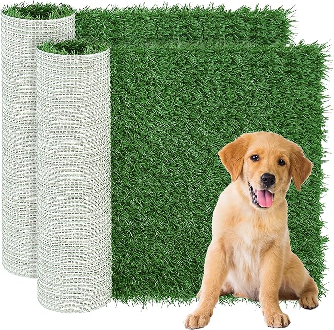 Replacement Dog Grass Pee Pad for Potty Training - 24"x24"/2 Pack, Medium Artificial Grass Patch for Potty Tray, Reusable & High Drainage