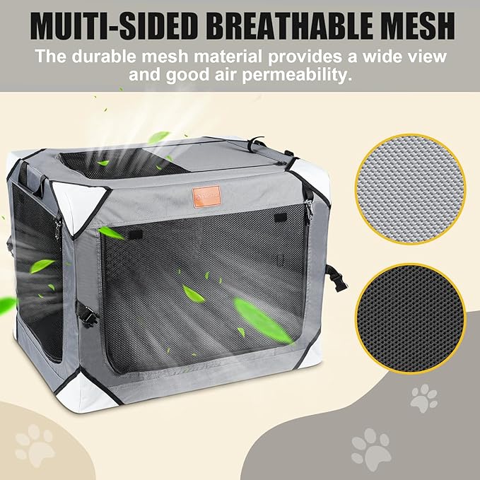 Collapsible Extra Large Dog Crate, Portable Dog Crates for Extra Large Dogs, Foldable Xlarge Dog Travel Crate Soft Sided, 42 x 31 Inch Soft Large Dog Cage Kennel Indoor Outdoor, Ventilated