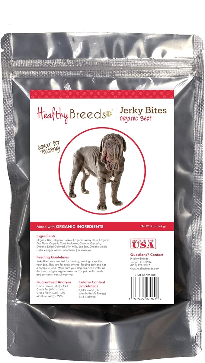 Healthy Breeds Neapolitan Mastiff Jerky Bites Beef Recipe Dog Treats 5 oz