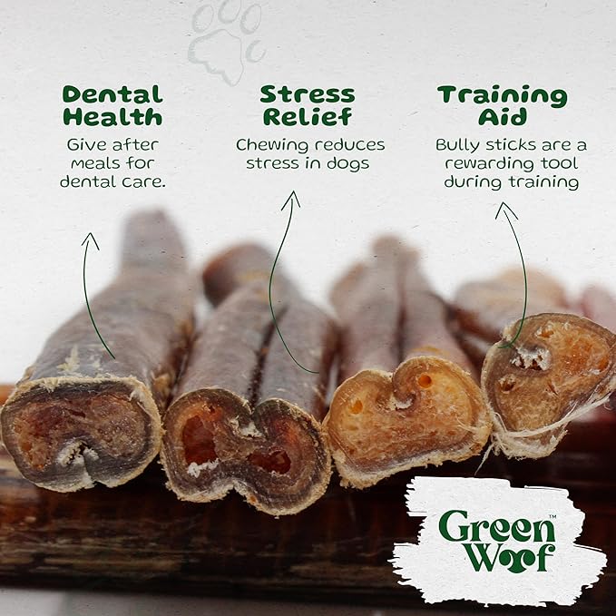 Bully Sticks (12 Inch), Easily Digestible 100% Pure Beef Treats, Pasture-Raised, Organic, Grain-Free, Durable and Long-Lasting Chews for Medium & Large Dogs (Extra Large, 6, Count)