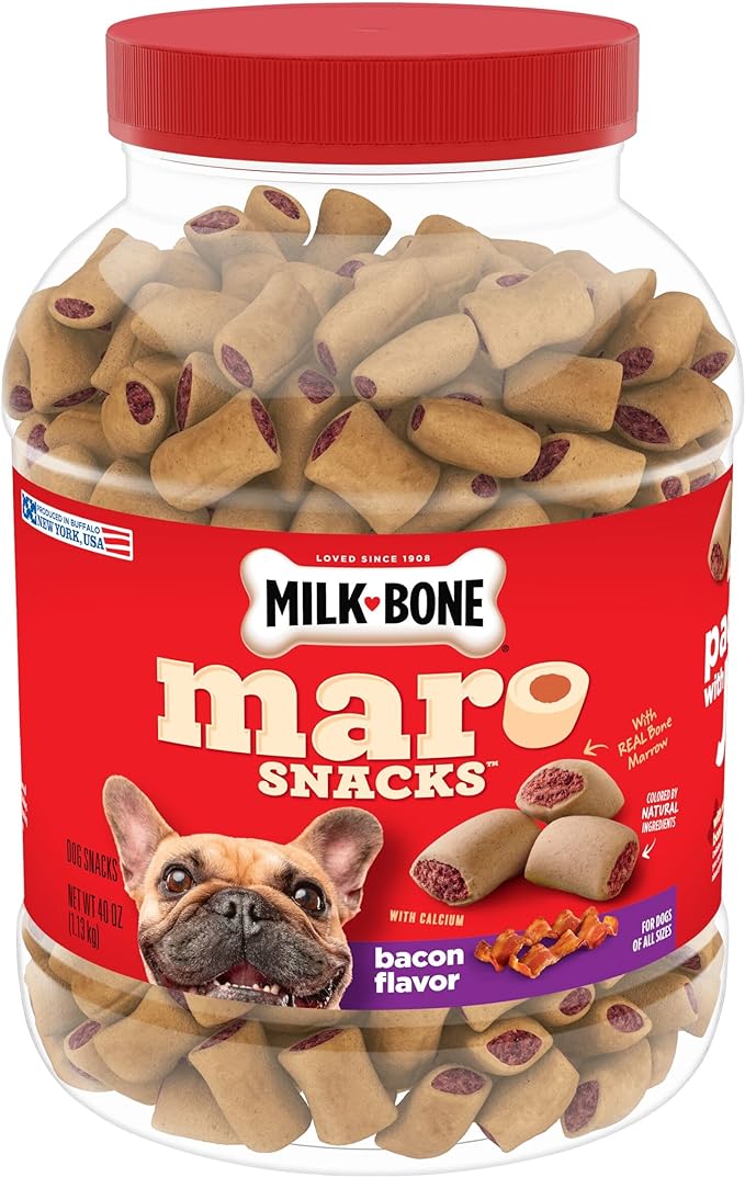 Milk-Bone MaroSnacks Dog Treats, Bacon, 40 Ounce (Pack of 2) with Real Bone Marrow and Calcium