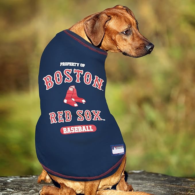 MLB Boston RED SOX Dog T-Shirt, X-Small. - Licensed Shirt for Pets Team Colored with Team Logos. - Premium Stretchable Materials for The Comfort of Your Dog & cat.