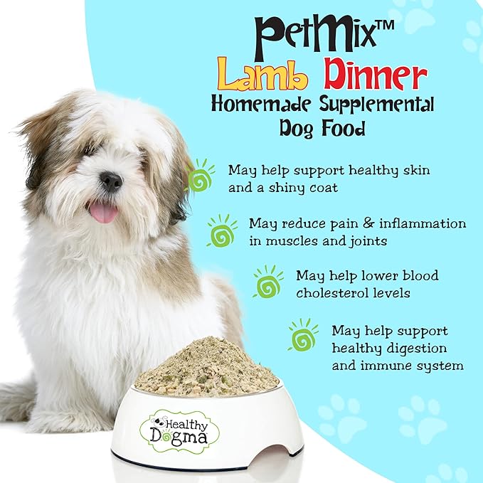 Healthy Dogma - PetMix Dehydrated Dog Food for Allergies - Grain Free, Freeze Dried, Raw, Homemade Dog Food (Lamb Dinner, 10 lbs)