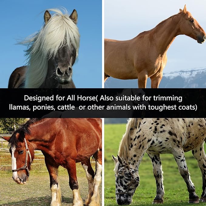 Heavy Duty Clippers for Thick Coats Animals, 500W Professional Electric Shearing Machine for Horse Pony Cattle and Large Dogs Livestocks Grooming, 6 Speed & 2 Detachable Shearing Blades