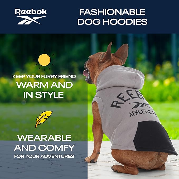Reebok Dog Hoodie – Fleece Dog Sweater with Leash Hole, Cold Winter Dog Sweatshirt for Small Medium and Large Dogs, Premium Dog Fall Sweater Pullover Hoodie, Cozy Warm Perfect Dog Christmas Outfit