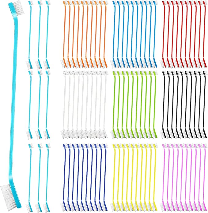 100 Pieces Dog Tooth Brush Pet Toothbrush Soft Grooming Dogs Toothbrush Dog Double Sided Toothbrush Long Handle Tooth Brush for Puppy Pet Large and Small Teeth Cleaning Dental Oral Care, 10 Colors