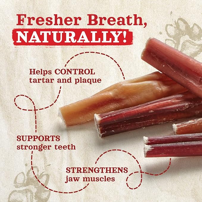Natural Farm Odor-free Bully Sticks (6 Inch, 20 Pack), 100% Beef Chews for Pups, Small and Medium Dogs, Non-GMO, Grain-Free, Fully Digestible, Natural Treats to Keep Your Dog Busy