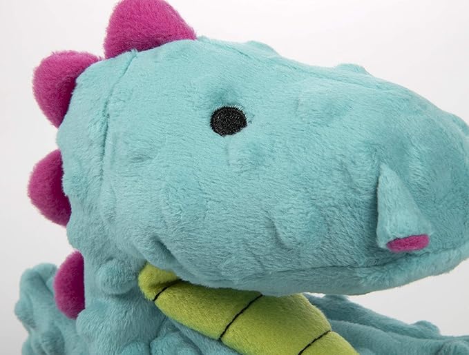 goDog Bubble Plush Dragons Squeaky Dog Toy, Chew Guard Technology - Turquoise, Large