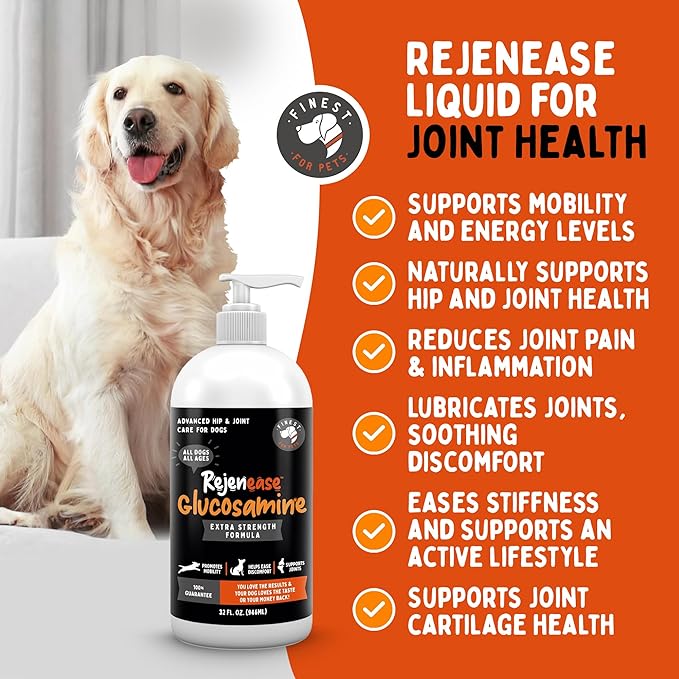 Premium Liquid Glucosamine Hip and Joint Supplement for Dogs 32oz - Natural Arthritis Pain Relief, Swelling & Inflammation Reduction, Muscle & Knee Support, with Chondroitin MSM and Hyaluronic Acid