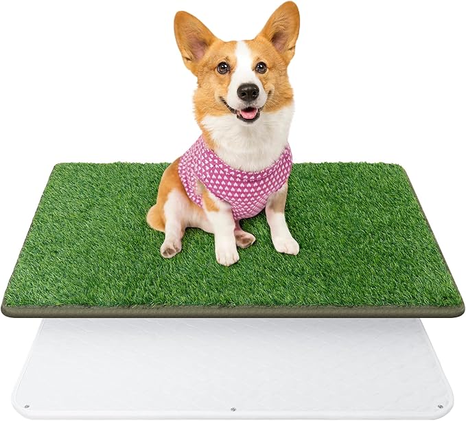 PICK FOR LIFE Dog Grass Mat with Pee Pad,Artificial Indoor Grass Potty Training Pads for Dogs Doggies Washable,Reusable Puppy Pads Leakproof on Outdoor Patio Balcony Apartment(18x30'')