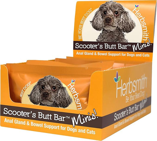 Herbsmith Scooter’s Butt Bars - Anal Gland and Bowel Support with Pumpkin Fiber for Dogs- Digestive Aid for Dogs - Dog Fiber Bars - Case of 8 Mini Bars