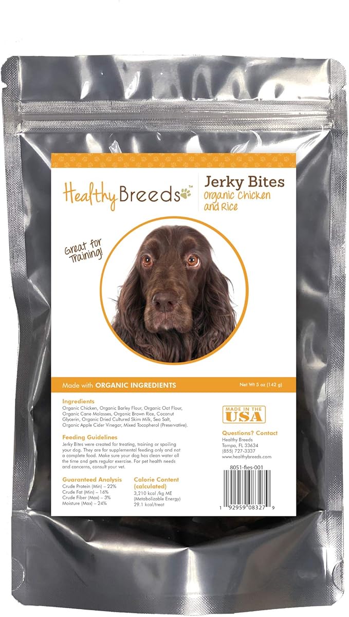 Healthy Breeds Field Spaniel Jerky Bites Chicken & Rice Recipe Dog Treats 5 oz