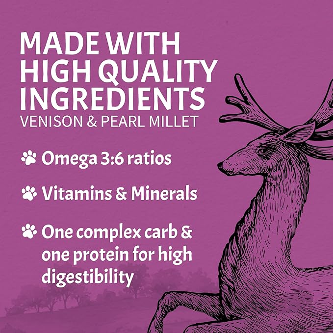 Canine Caviar Leaping Spirit Dog Food – Limited Ingredient Alkaline Holistic Dog Food – All Life Stages – Gluten Free, Ultra-Premium Dog Food – Healthy Skin & Coat – Venison & Pearl Millet – 22lbs