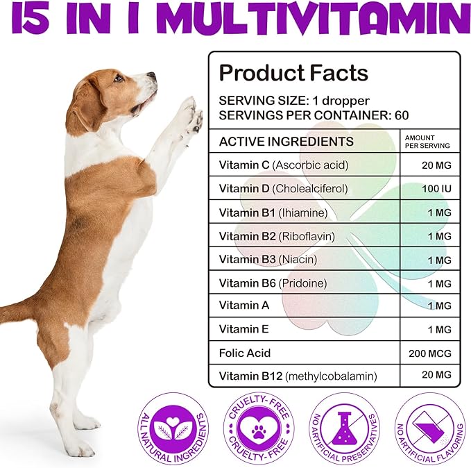 Multivitamin for Dogs, 15 in 1 Multivitamin for Dogs, Dog Vitamins and Supplement