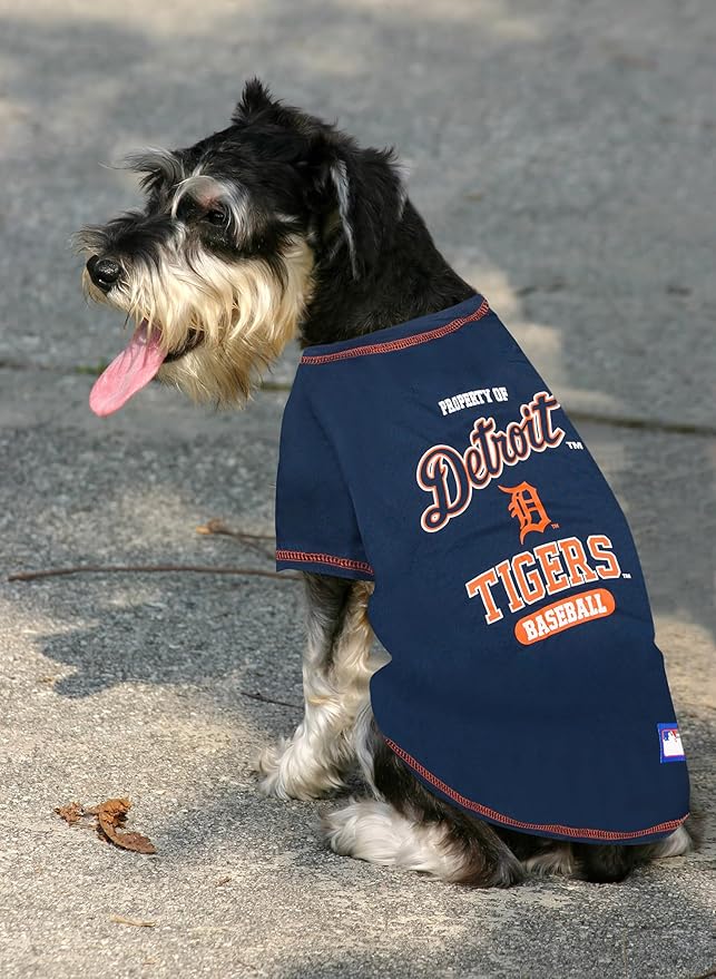 MLB Detroit Tigers Dog T-Shirt, Medium. - Licensed Shirt for Pets Team Colored with Team Logos. - Premium Stretchable Materials for The Comfort of Your Dog & cat.