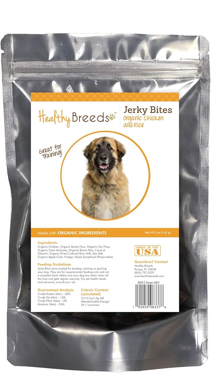 Healthy Breeds Leonberger Jerky Bites Chicken & Rice Recipe Dog Treats 5 oz