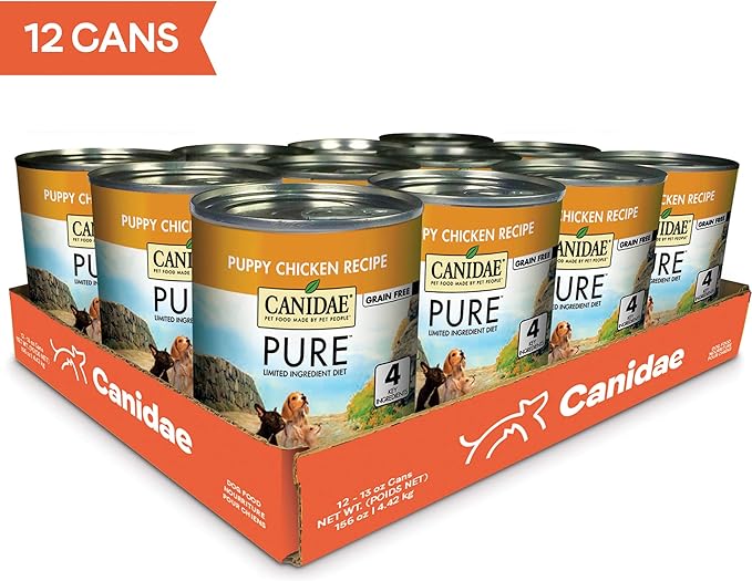 Canidae PURE Limited Ingredient Premium Puppy Wet Dog Food, Chicken Recipe, 13 Ounce (Pack of 12), Grain Free