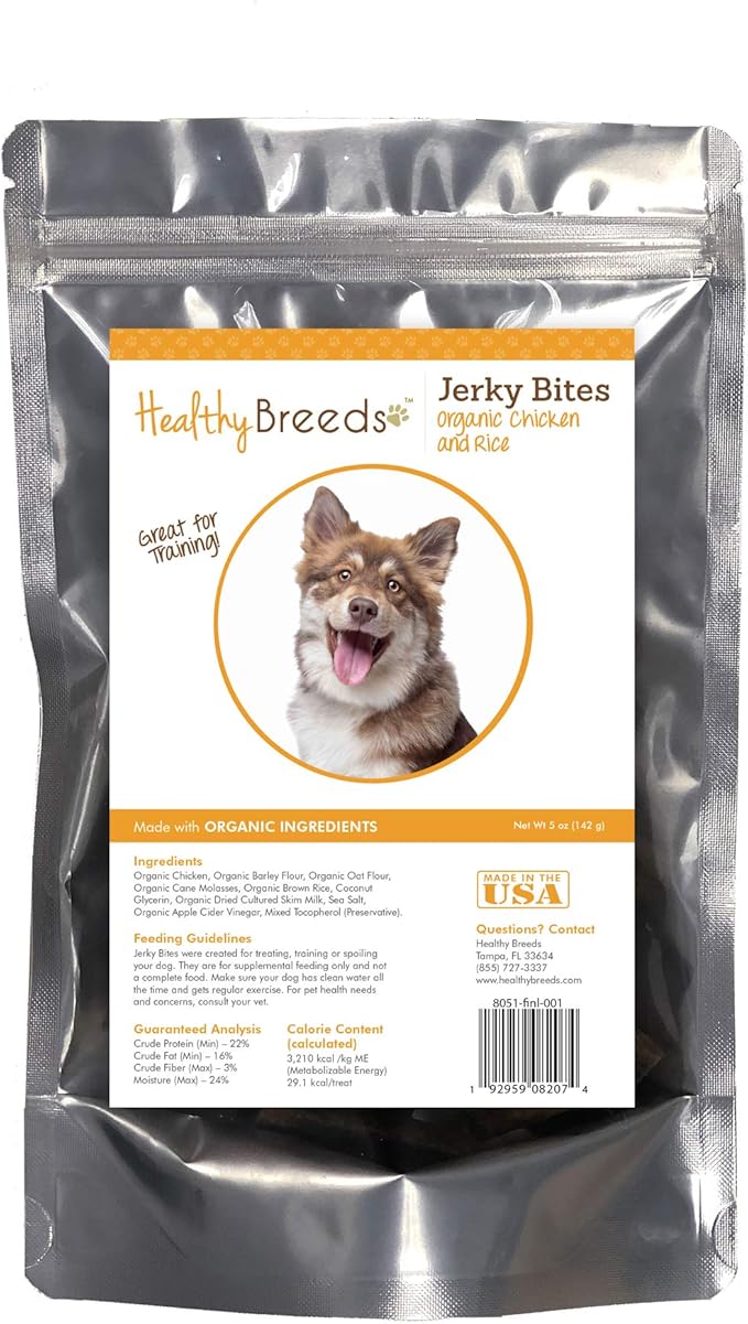Healthy Breeds Finnish Lapphund Jerky Bites Chicken & Rice Recipe Dog Treats 5 oz