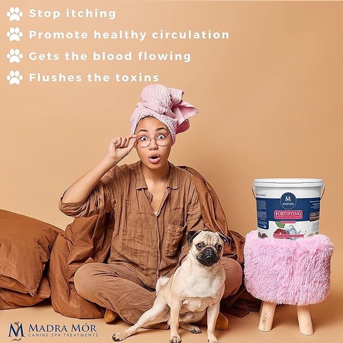 Madra Mor Dog Essentials Fortifying Spa Mud | Dog Wash | Dog Grooming | Dry Skin for Dogs Treatment | Dog Bath | Dog Coat Skin Care Products | 7.5lb Pail w Worldwide Nutrition Multi Purpose Key Chain