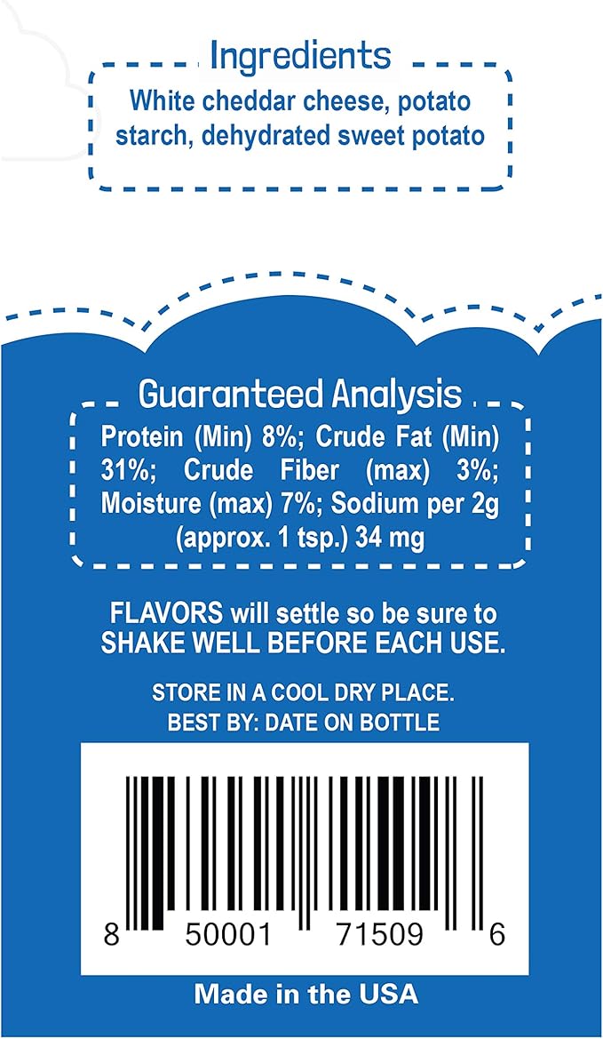 Flavors Food Topper for Dogs, Delicious Seasoning for Dog Food, Natural, Grain-Free Kibble Seasoning and Treat Mix for Picky Dogs and Puppies, White Cheddar Recipe, 3.1-Ounce