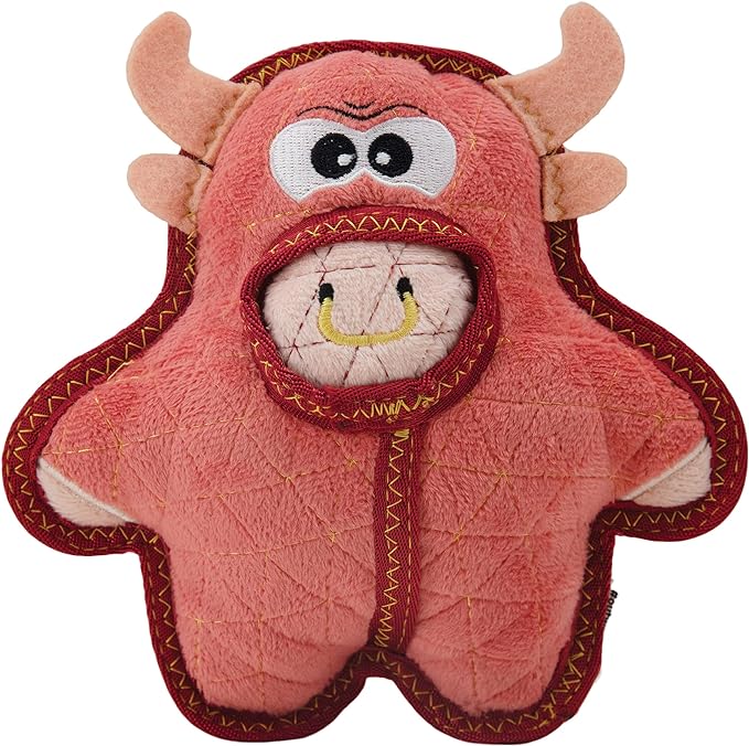 Outward Hound Xtreme Seamz Bull Squeaky Plush Dog Toy - Reinforced Dense Stuffing Plush Toy