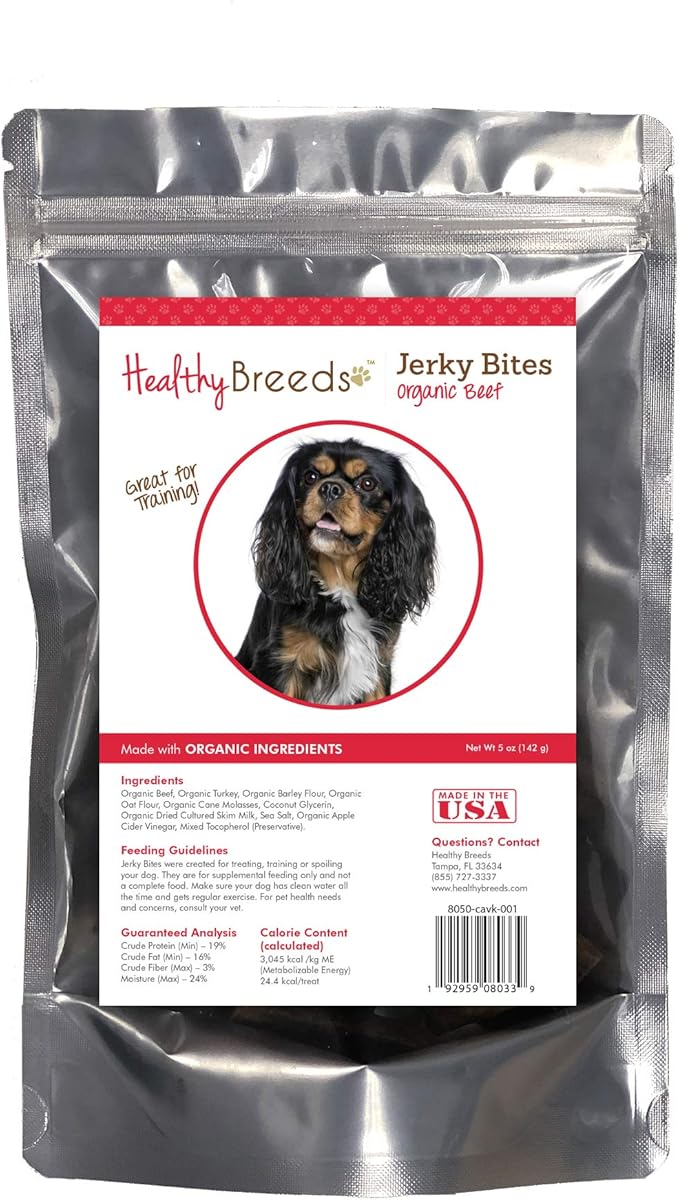 Healthy Breeds Cavalier King Charles Spaniel Jerky Bites Beef Recipe Dog Treats 5 oz