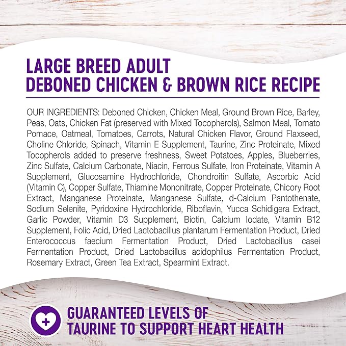 Wellness Complete Health Large Breed Dry Dog Food with Grains, Natural Ingredients, Made in USA with Real Meat (Adult, Chicken & Rice, 15-Pound Bag)