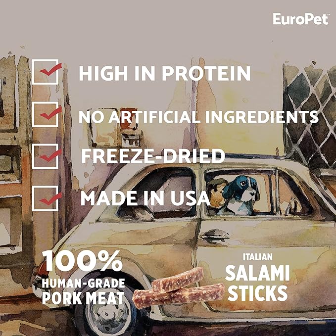Italian Salami Sticks - Artisan Dog Treats | Premium, Healthy Dog Treats | Healthy, High Protein - Freeze Dried | European Inspired | Made in The USA