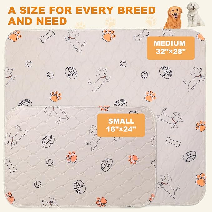 6 Pack Washable Pee Pads for Dogs 32x28 Inch Reusable Puppy Pads, Non-Slip Dog Training Pads Waterproof Dog Pee Pads Fast Absorbing Dog Pads Quick Drying Reusable Pee Pads for Dogs