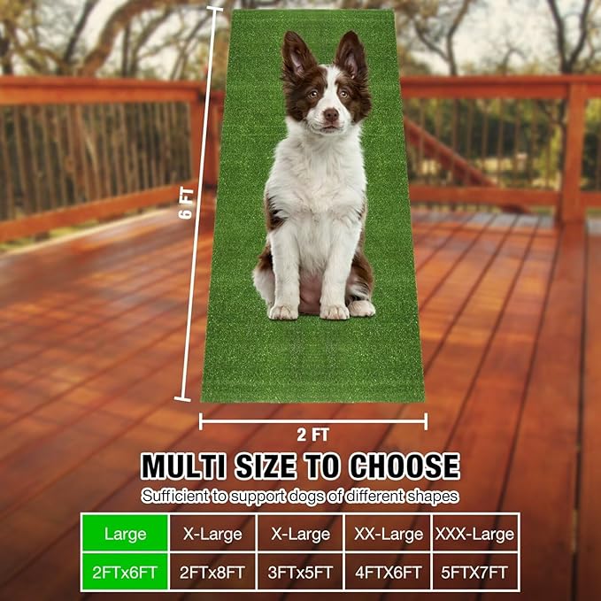 Grass Pad for Dog Large Size - 2FTx6FT, Dog Potty Training Turf, Indoor Outdoor Pets Pee Fake Grass for Balcony Patio Yard