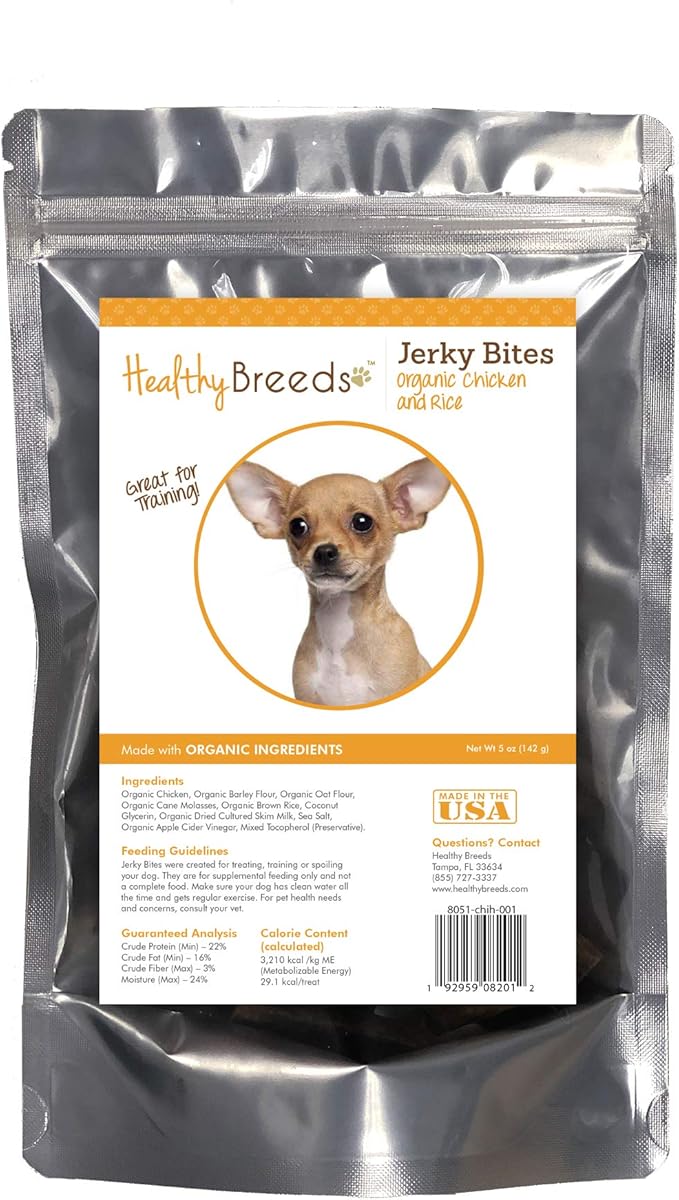Healthy Breeds Chihuahua Jerky Bites Chicken & Rice Recipe Dog Treats 5 oz
