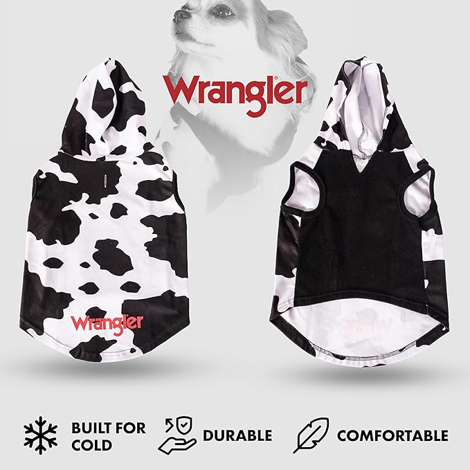 Wrangler Dog Hoodie – Fleece Dog Sweater with Leash Hole, Cold Winter Dog Sweatshirt for Small Medium & Large Size Dogs, Premium Dog Clothes, Fall Dog Sweaters Pullover Hoodie, Cozy Warm Dog Outfit