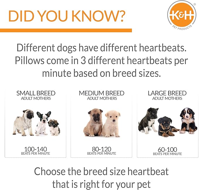 K&H Pet Products Mother's Heartbeat Calming Dog Toy Bone Pillow Gray Medium Breed Heartbeat 10 Inch