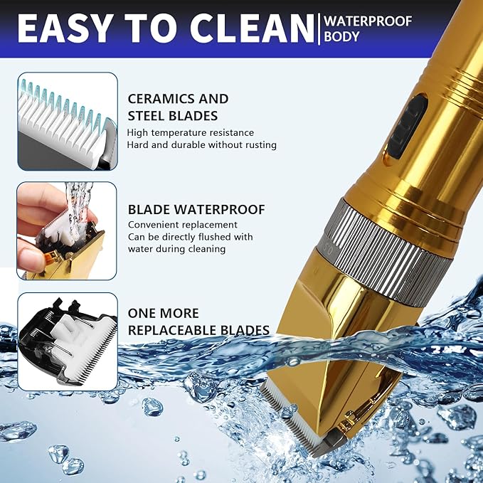 Professional Dog Grooming Clippers for Thick Coat - Sheep Shears for Dogs with Thick Hair – Pet Grooming Clippers for Cats, Sheeps, Horse (Gold)
