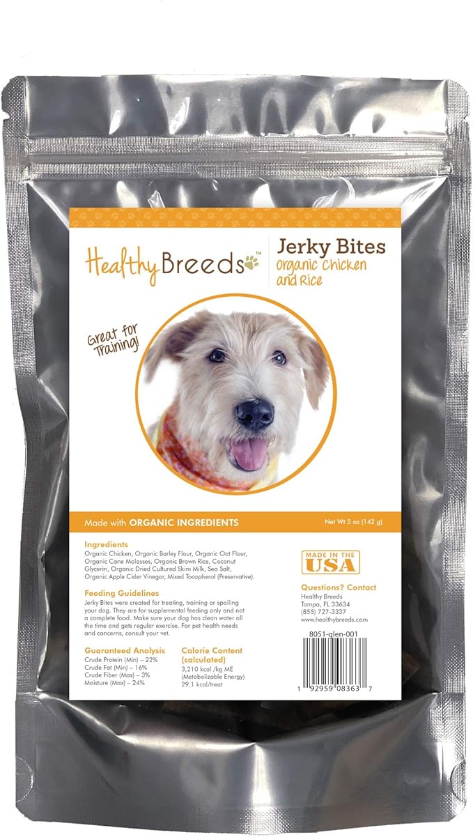 Healthy Breeds Glen of Imaal Terrier Jerky Bites Chicken & Rice Recipe Dog Treats 5 oz