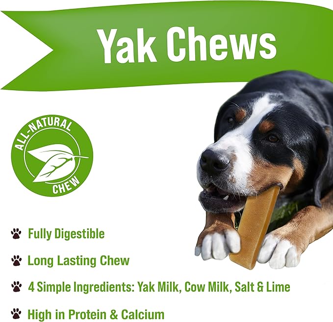 Buck Bone Organics Yak Cheese Chews for Dogs, All Natural Himalayan Yak Chew, Long Lasting Pet Treats, Odor Free, with Limited Ingredients (3 Ex Large Sticks)