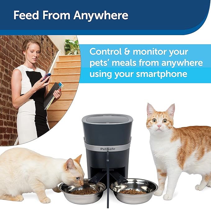 PetSafe Smart Feed Automatic Pet Feeder with 2-Pet Meal Splitter for Cats and Dogs - WiFi App Connected - Programmable Food Dispenser for Multiple Pets - Customize Mealtime - Compatible with Alexa