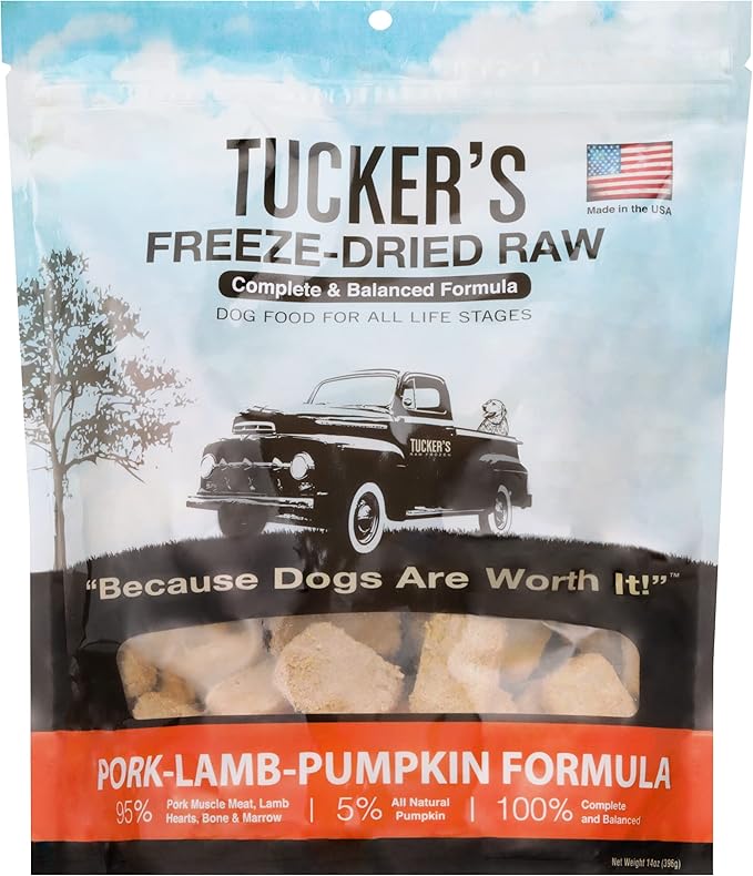 Tucker's Raw Frozen Freeze Dried Raw Dog Food, Pork, Lamb & Pumpkin Formula 14oz