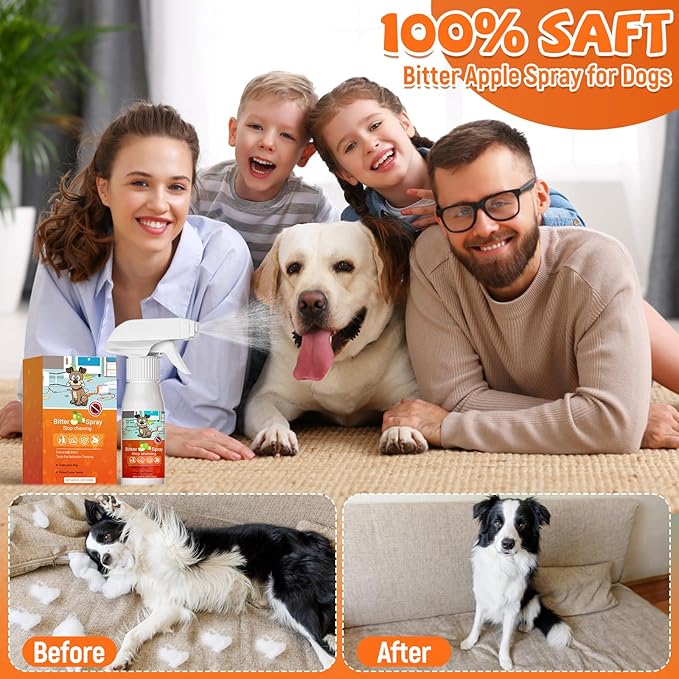Bitter Apple Spray for Dogs to Stop Chewing, Anti Chew Behavior Training Aid for Dogs and Cats, Bitter Yuck Spray for Dogs Prevent Chewing Licking of Bandages, Paws, Shoes, Fur and Furniture