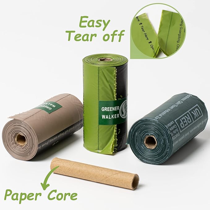 GREENER WALKER Poop Bags for Dog Waste, 1080 Doggy Waste Bags Extra Thick Strong 100% Leak-Proof (Brown)