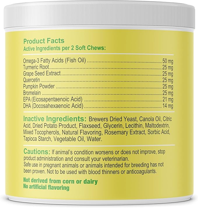 Allergy Relief Dog Chews w/Omega 3 - Itchy Skin Relief - Seasonal Allergies - Pumpkin + Enzymes - Anti-Itch & Hot Spots Aid - Made in USA Immune Supplement - 120 Immune Treats